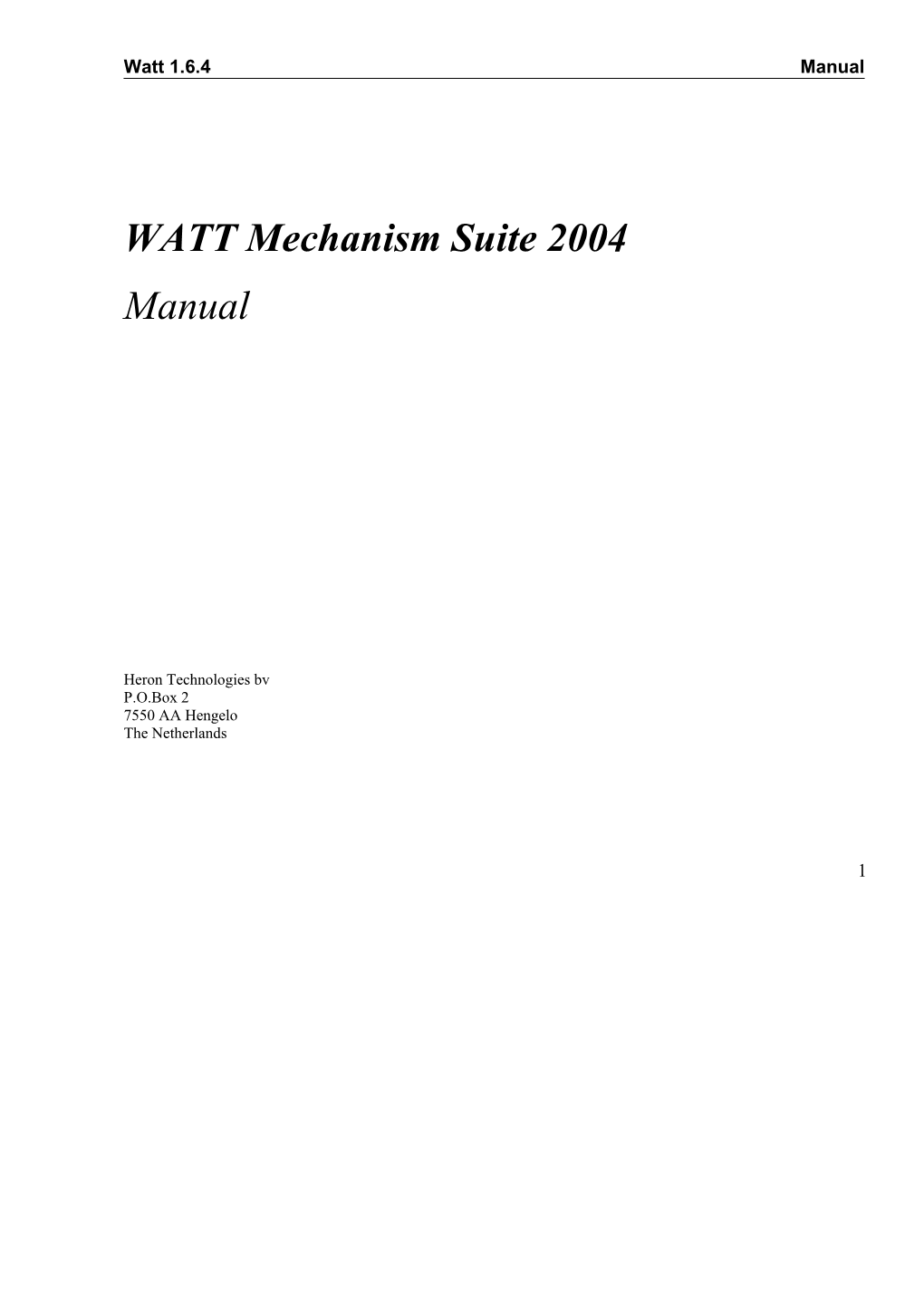 WATT Mechanism Suite 2004 Manual