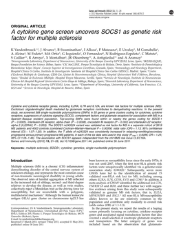 A Cytokine Gene Screen Uncovers SOCS1 As Genetic Risk Factor for Multiple Sclerosis