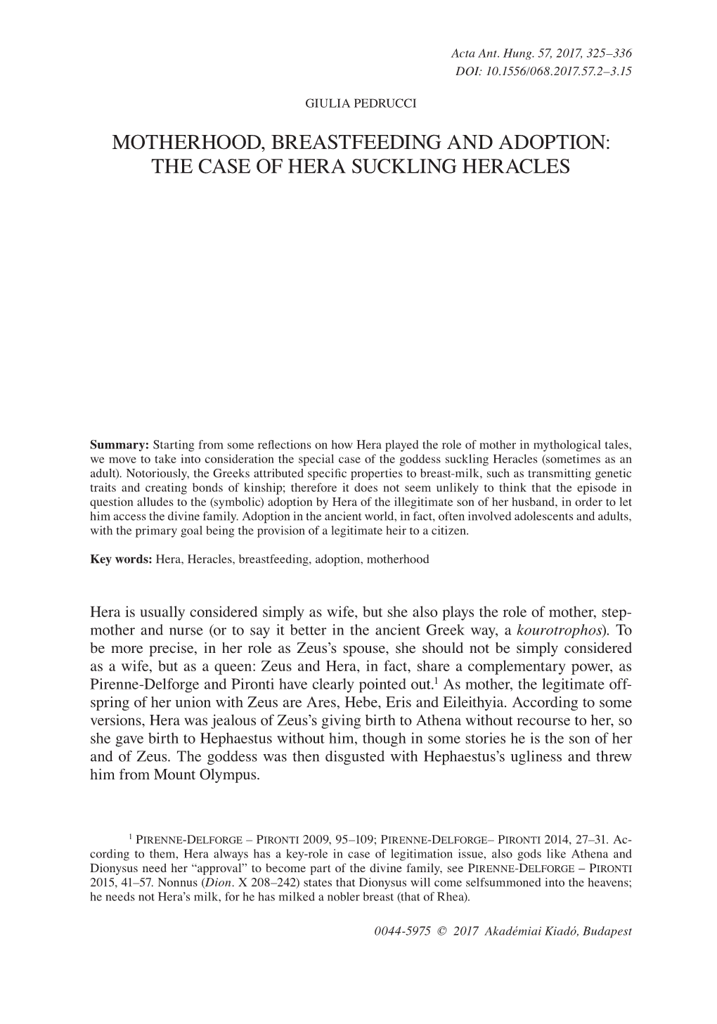 Motherhood, Breastfeeding and Adoption: the Case of Hera Suckling Heracles