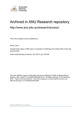 Archived in ANU Research Repository
