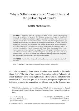 “Empiricism and the Philosophy of Mind”?