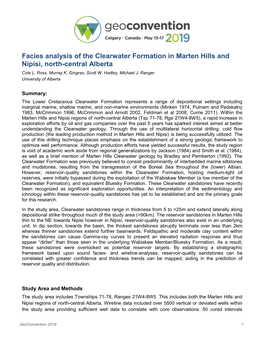 Facies Analysis of the Clearwater Formation in Marten Hills and Nipisi, North-Central Alberta Cole L