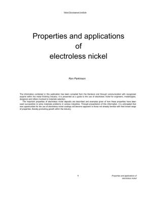 Properties and Applications of Electroless Nickel