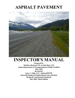 Asphalt Pavement Inspector's Manual