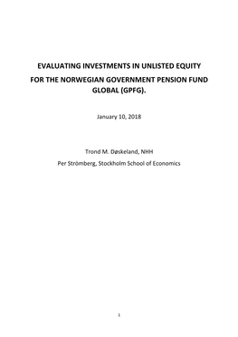 Report on Investments in Unlisted Equity for the GPFG