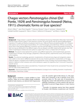 And Panstrongylus Howardi (Neiva, 1911): Chromatic Forms Or True Species? Anita G