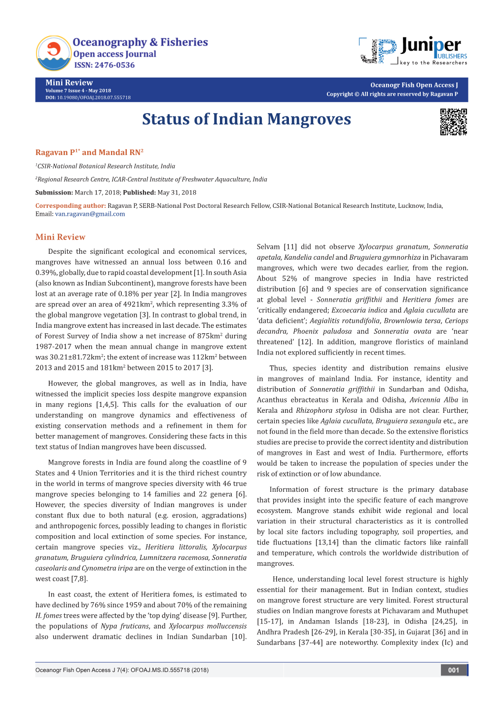 Status of Indian Mangroves