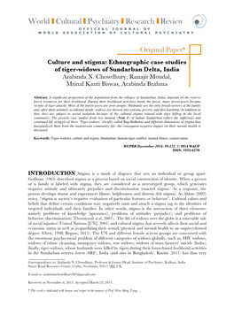 Culture and Stigma: Ethnographic Case Studies of Tiger-Widows of Sundarban Delta, India Arabinda N