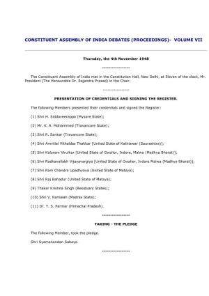 Constituent Assembly of India Debates (Proceedings)- Volume Vii