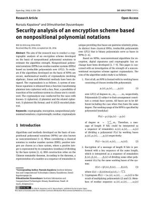 Security Analysis of an Encryption Scheme Based on Nonpositional Polynomial Notations
