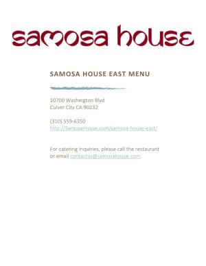 Samosa House East Menu
