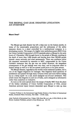 The Bhopal Gas Leak Disaster Litigation: an Overview