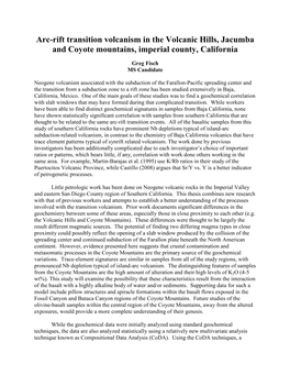 Arc-Rift Transition Volcanism in the Volcanic Hills, Jacumba and Coyote Mountains, Imperial County, California