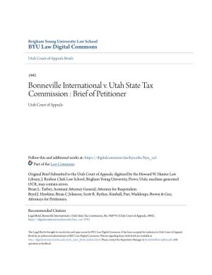 Bonneville International V. Utah State Tax Commission : Brief of Petitioner Utah Court of Appeals