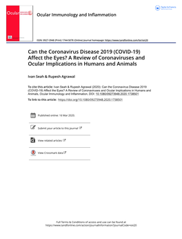 Can the Coronavirus Disease 2019 (COVID-19) Affect the Eyes? a Review of Coronaviruses and Ocular Implications in Humans and Animals