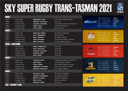 Super Rugby Trans-Tasman 2021 Draw