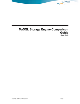 Mysql Storage Engine Comparison Guide June 2009