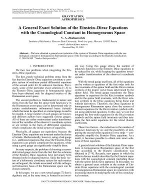 A General Exact Solution of the Einstein–Dirac Equations with The