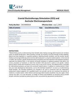 Cranial Electrotherapy Stimulation (CES) and Auricular Electroacupuncture