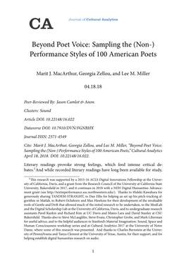 Beyond Poet Voice: Sampling the (Non-) Performance Styles of 100 American Poets