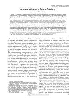 Nematode Indicators of Organic Enrichment