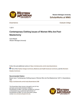 Contemporary Clothing Issues of Women Who Are Post-Mastectomy" (2011)