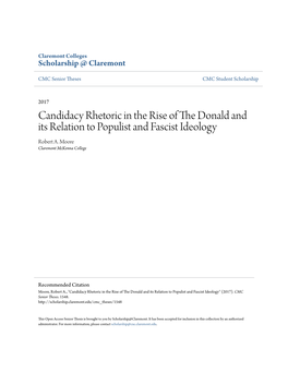 Candidacy Rhetoric in the Rise of the Donald and Its Relation to Populist and Fascist Ideology