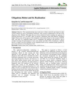 Ubiquitous Robot and Its Realization -.:: Natural Sciences Publishing