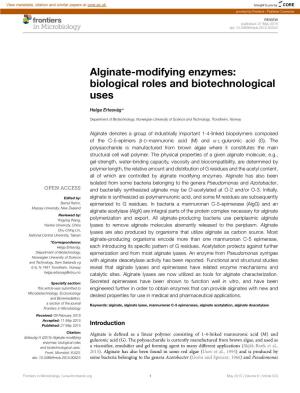 Alginate-Modifying Enzymes: Biological Roles and Biotechnological Uses