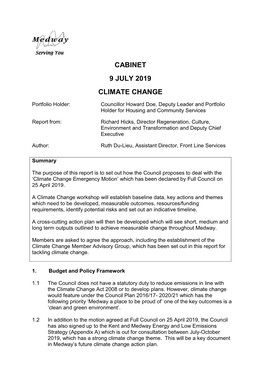 Cabinet 9 July 2019 Climate Change