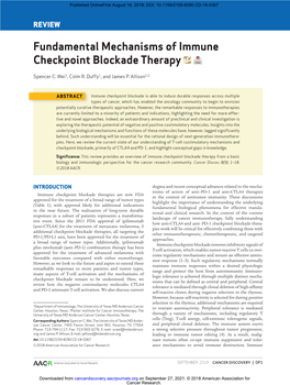 Fundamental Mechanisms of Immune Checkpoint Blockade Therapy