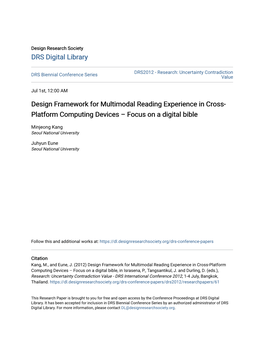Design Framework for Multimodal Reading Experience in Cross-Platform Computing Devices – Focus on a Digital Bible, in Israsena, P., Tangsantikul, J