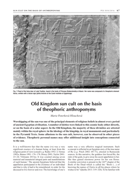 Old Kingdom Sun Cult on the Basis of Theophoric Anthroponyms