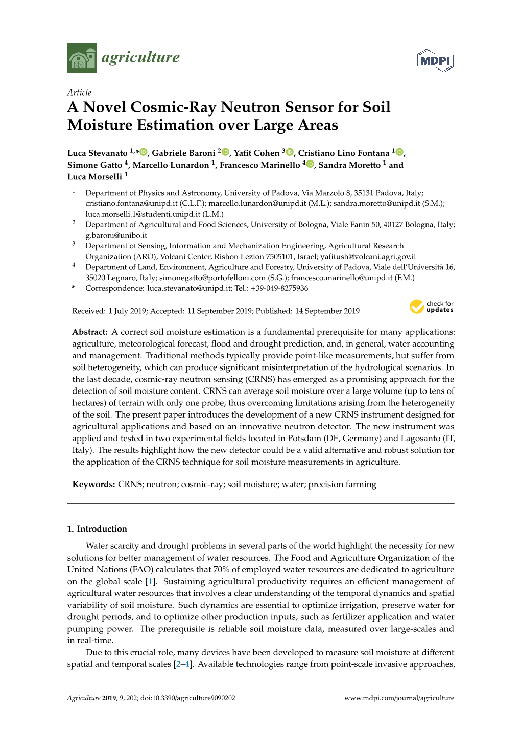 A Novel Cosmic-Ray Neutron Sensor for Soil Moisture Estimation Over Large Areas