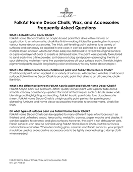 Folkart Home Decor Chalk, Wax, and Accessories Frequently Asked Questions