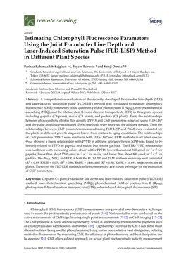 Estimating Chlorophyll Fluorescence Parameters Using the Joint Fraunhofer Line Depth and Laser-Induced Saturation Pulse (FLD-LISP) Method in Different Plant Species