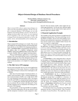 Object-Oriented Design of Database Stored Procedures (PDF)