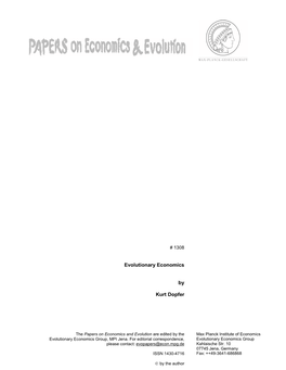 Evolutionary Economics by Kurt Dopfer