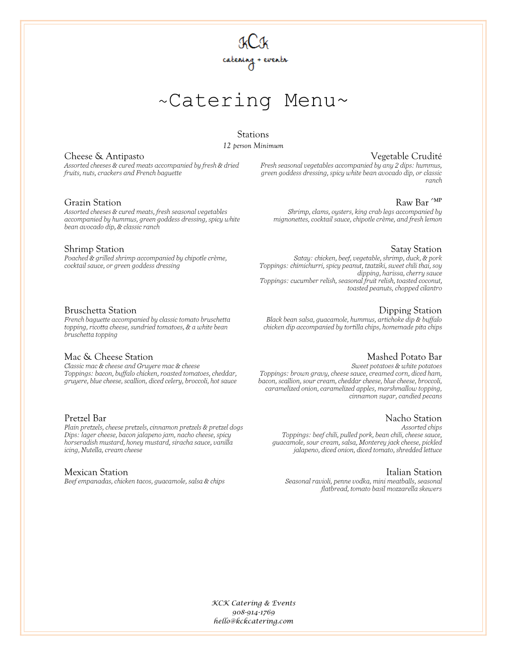 Catering Menu~