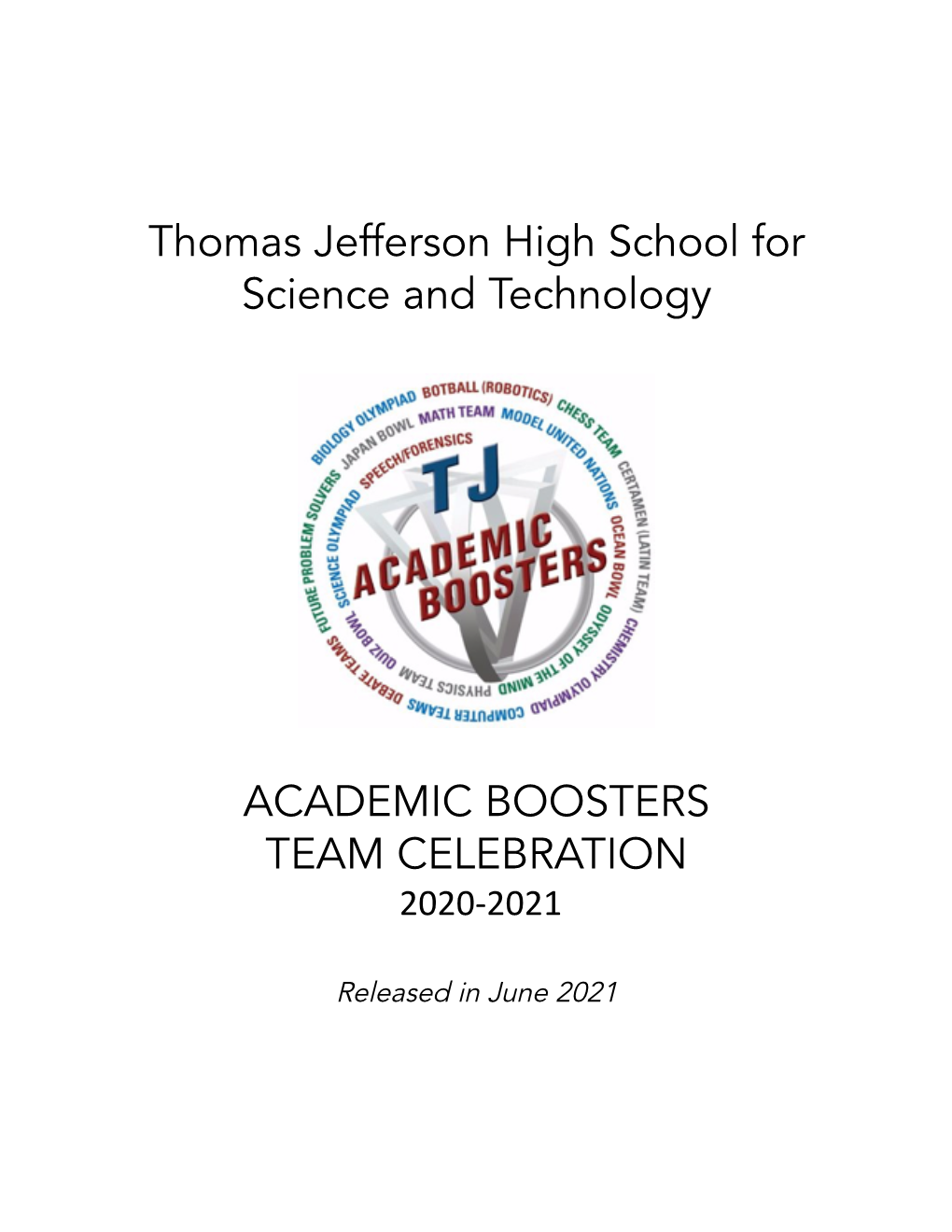 TJHSST-2021 AB-Awardsbooklet