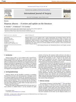 Iliopsoas Abscess E a Review and Update on the Literature