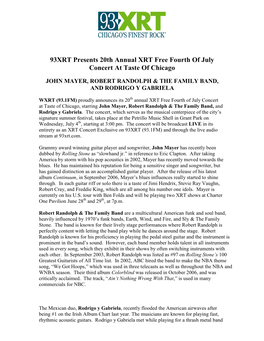 93XRT Presents 20Th Annual XRT Free Fourth of July Concert at Taste of Chicago