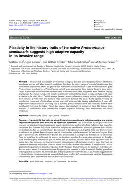 Plasticity in Life History Traits of the Native Proterorhinus Semilunaris Suggests High Adaptive Capacity in Its Invasive Range