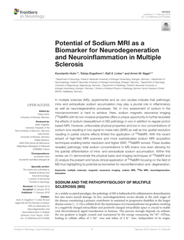 Potential of Sodium MRI As a Biomarker for Neurodegeneration and Neuroinflammation in Multiple Sclerosis