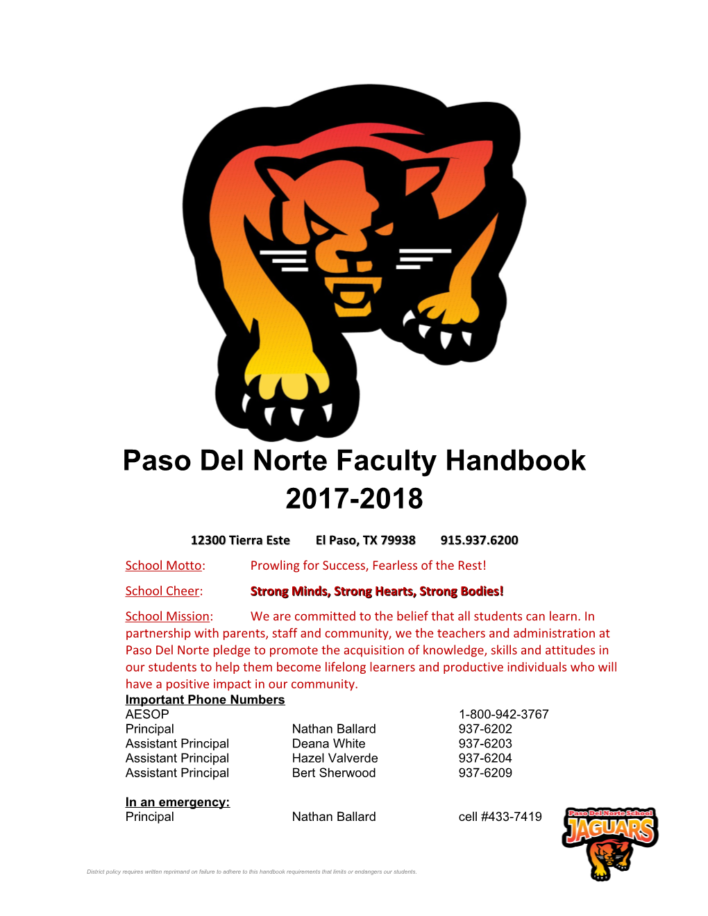 Paso Del Norte Faculty Handbook