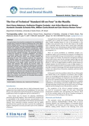 The Use of Technical “Standard All-On-Four” in the Maxilla
