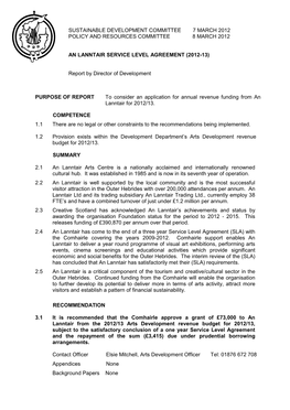 An Lanntair Service Level Agreement (2012-13)