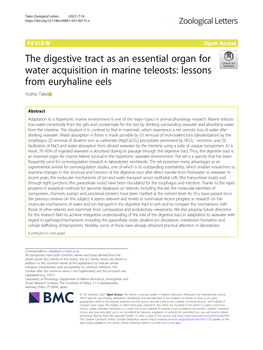 The Digestive Tract As an Essential Organ for Water Acquisition in Marine Teleosts: Lessons from Euryhaline Eels Yoshio Takei