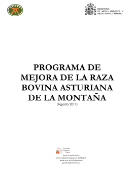 Programa De Mejora Raza Bovina Asturiana De La Montaña