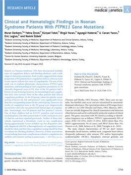 Clinical and Hematologic Findings in Noonan Syndrome Patients With